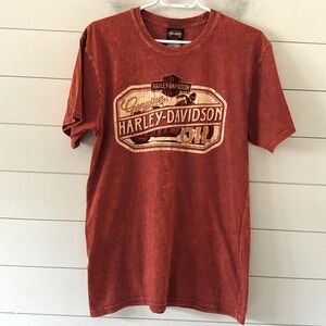 Harley Davison Size Men M 2011 Orange Stonewash Harley Davidson Tee